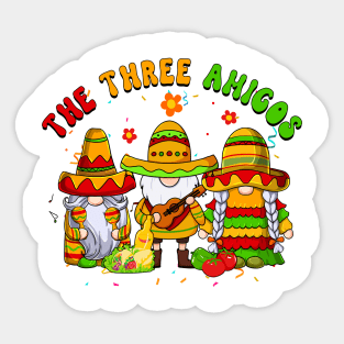 The Three Amigos Mexican Gnomes Fiesta appy Cinco De Mayo Gift Sticker